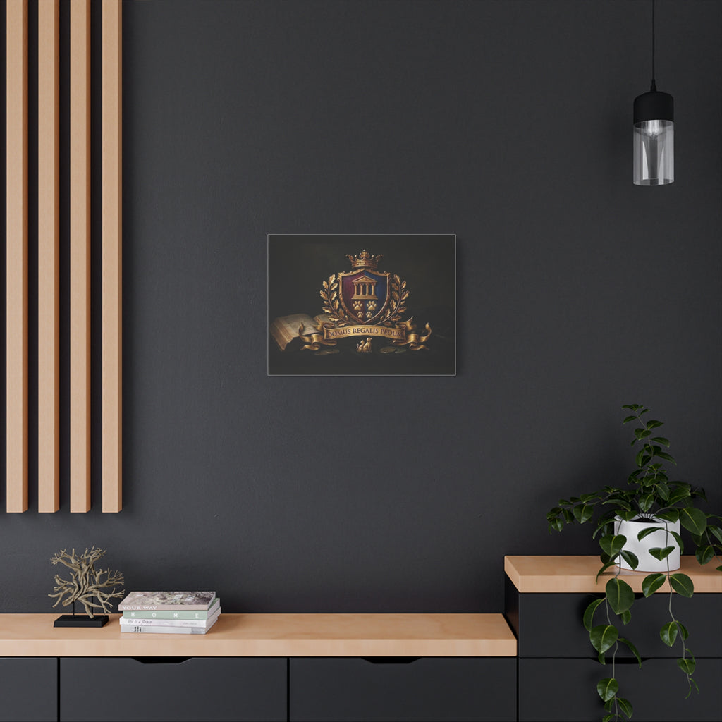 Regal Coat of Arms Canvas Print — 'Domus Regalis Pedum' Matte Stretched Wall Art