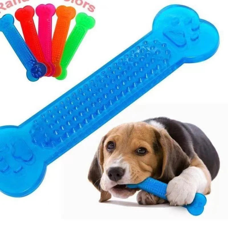 Rubber Bone Dog Chew Toy & Toothbrush
