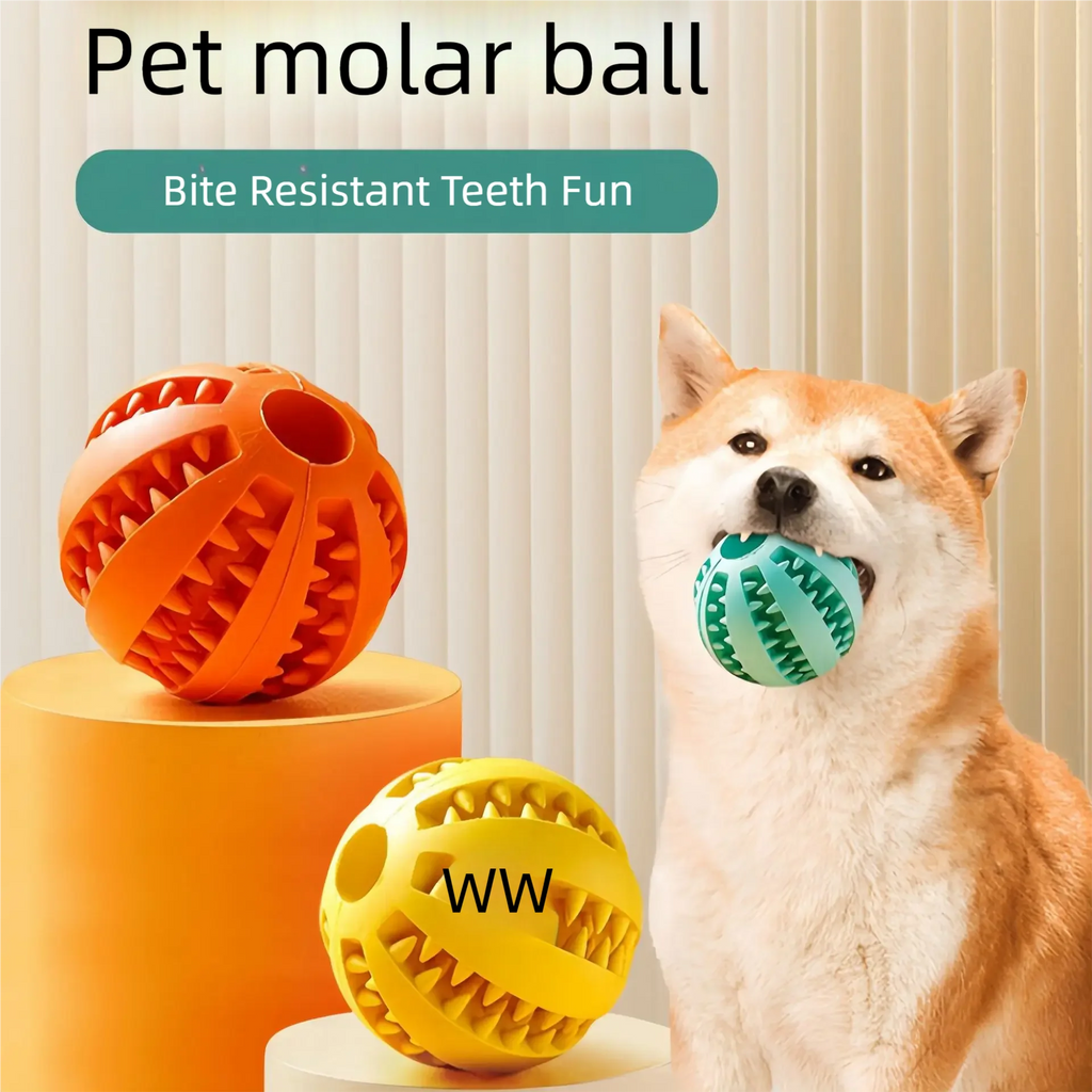 Rubber Dog Food Puzzle Ball — Non-Toxic Chew Toy