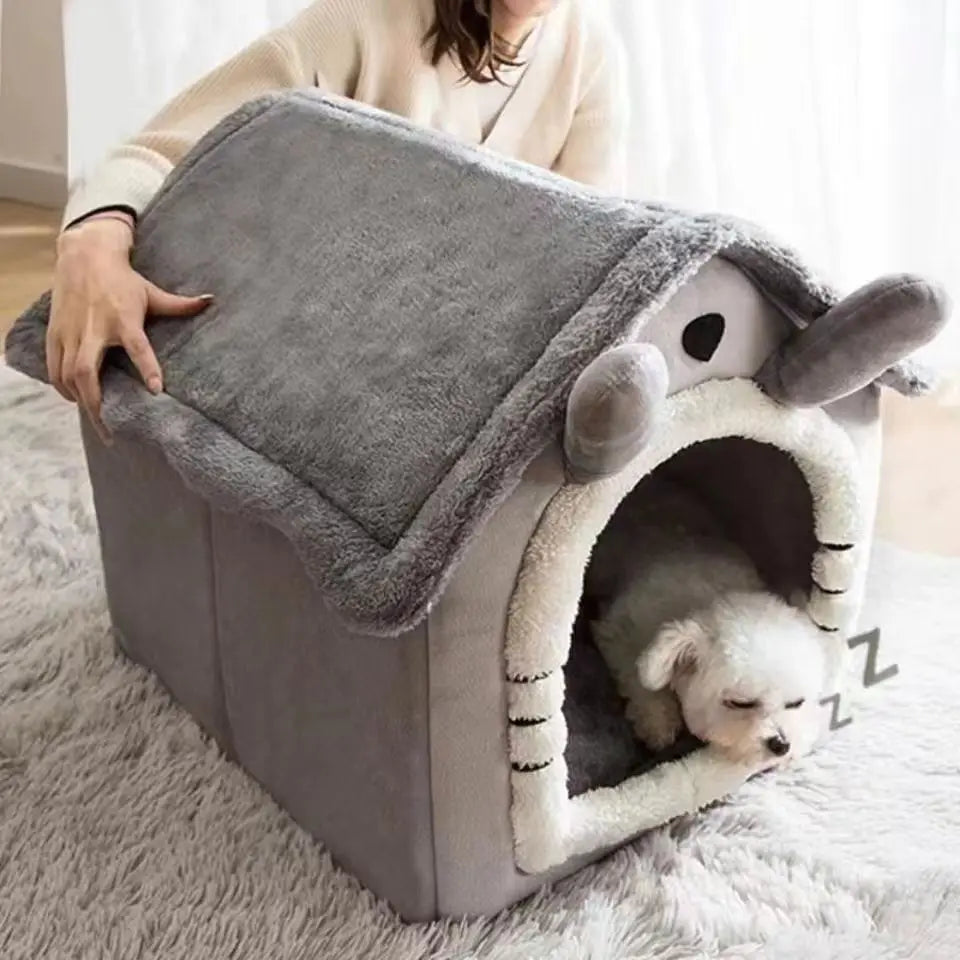 All Season Dog House Style Bed - Removable Washable Pet Bed for Small Dogs Teddy Winter Warm Cat Dog House