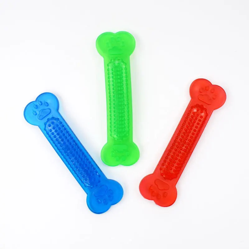 Rubber Bone Dog Chew Toy & Toothbrush