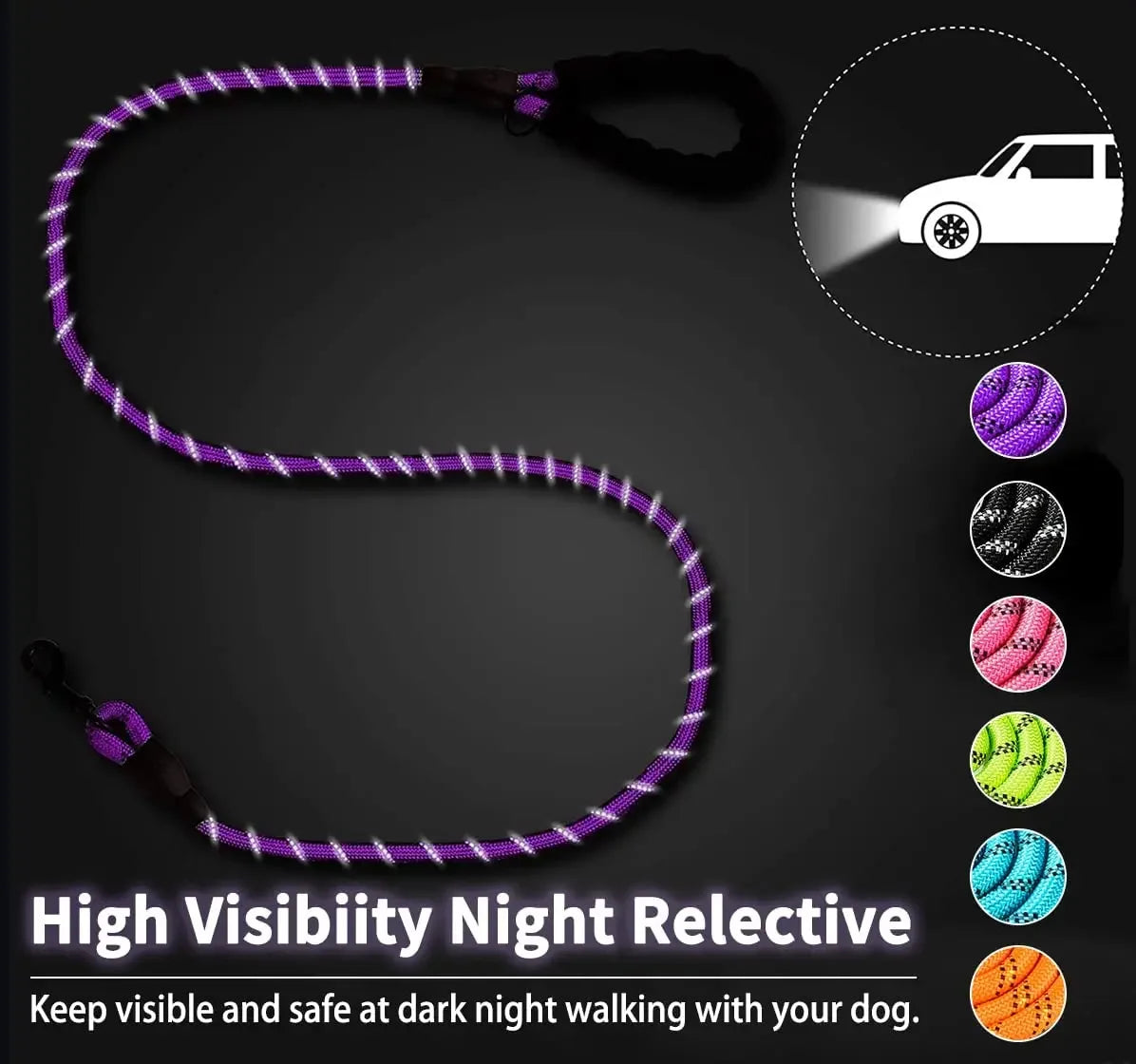 Reflective Dog Leash for Small, Medium & Large Dogs