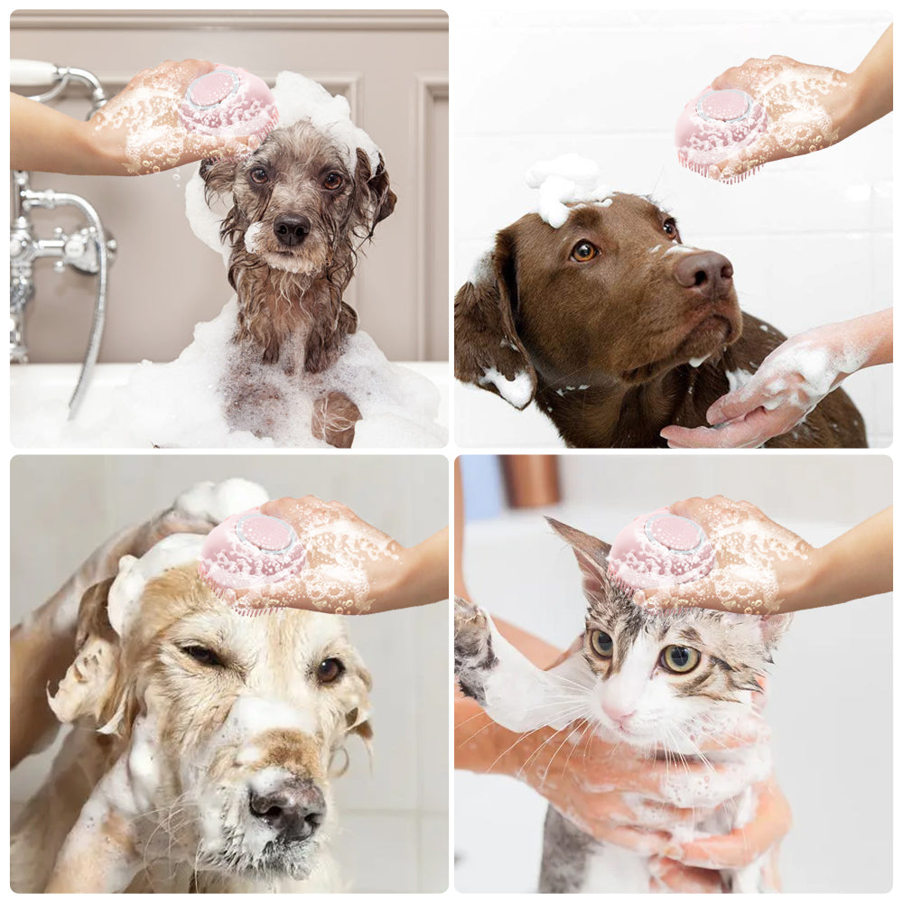 Soft Silicone Dog Brush and Gentle Bath Grooming Tool